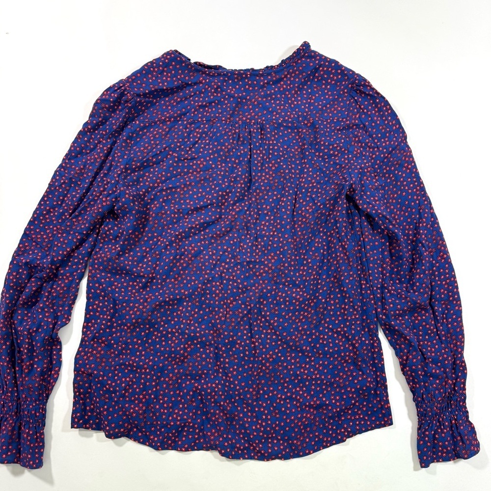 Boden Mellissa Ruffle Neck Blouse Riviera Blue Star View 3